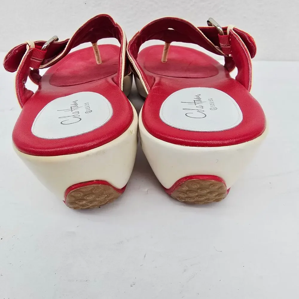 Cole Haan Criss-Cross Heeled Sandals Red 9
